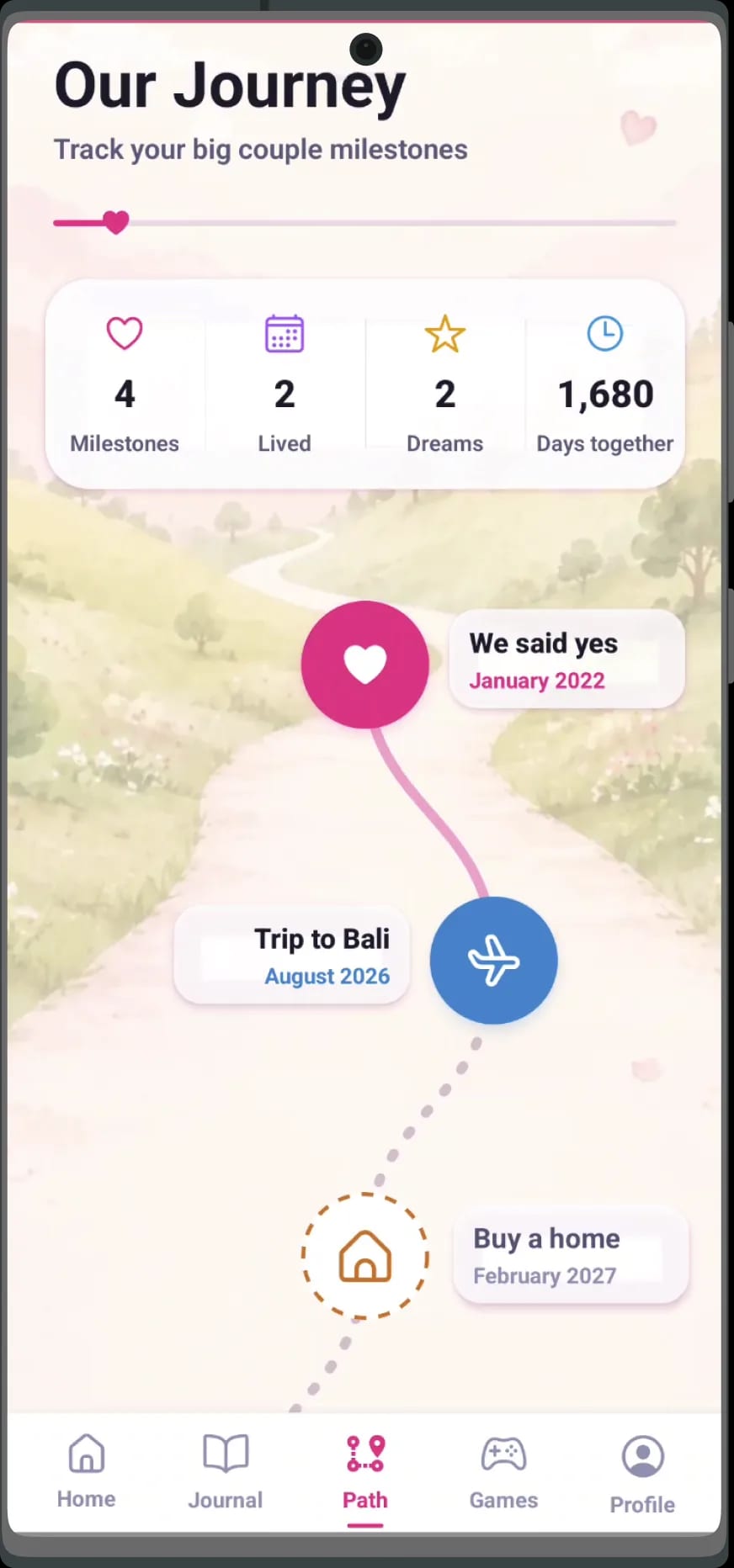 Fonder daily conversation screen with a question for both partners